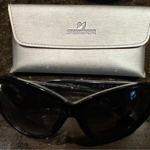 Swarovski Sunglasses, black plastic frames, crystals on stems, great condition
